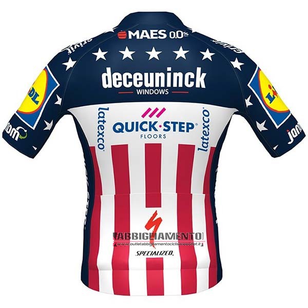 Abbigliamento Deceuninck Quick Step Campione USA 2020 Manica Corta e Pantaloncino Con Bretelle Blu - Clicca l'immagine per chiudere